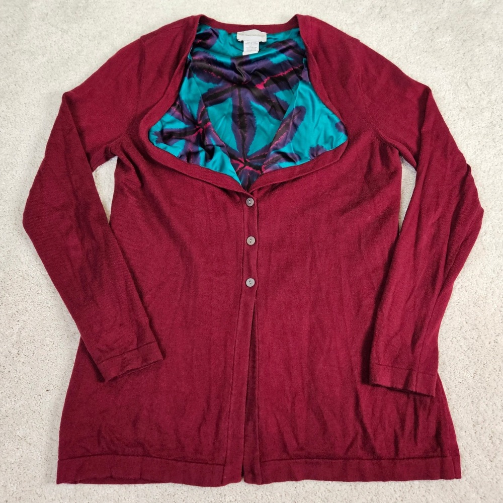 Soft Surroundings Burgundy Red Angora Blend Cardigan Teal Liningโ S Feminine